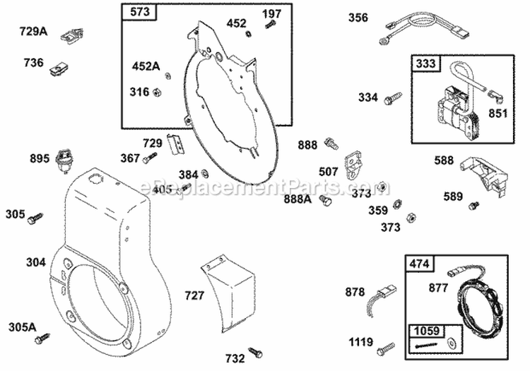 Blower Housing Alternator Backplate Wires Diagram and Parts List for 32K437-0112-01  Briggs and Stratton Engine